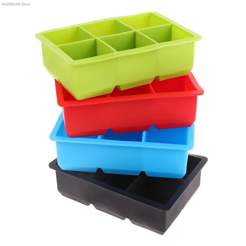 6-Cell Big Silicone Ice Tray Mold Custom Ice Box Household Kitchen  Quick-Freezer Large Size with Lid Ice Cube Mode - AliExpress