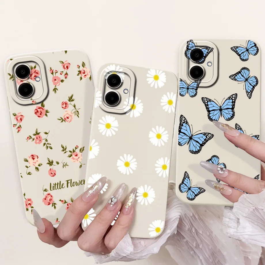 Phone Case Phone Protector Cover For Samsung Galaxy A06 A065F Soft Silicone TPU Flower Girly Fashion Case Cover Bumper Fundas