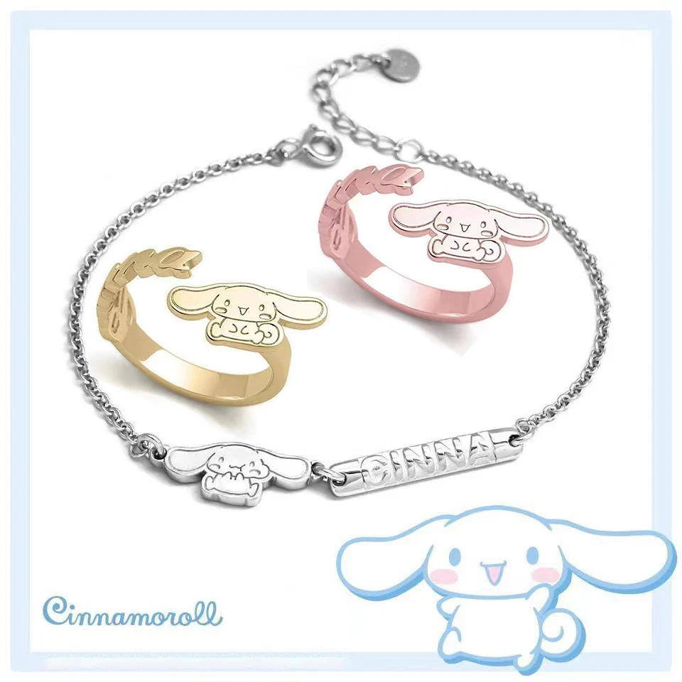 

Kawaii Sanrios Cinnamonroll Anime Cartoon Doll Alloy women bracelets adjustable Bangles fashion party wedding engagement jewelry