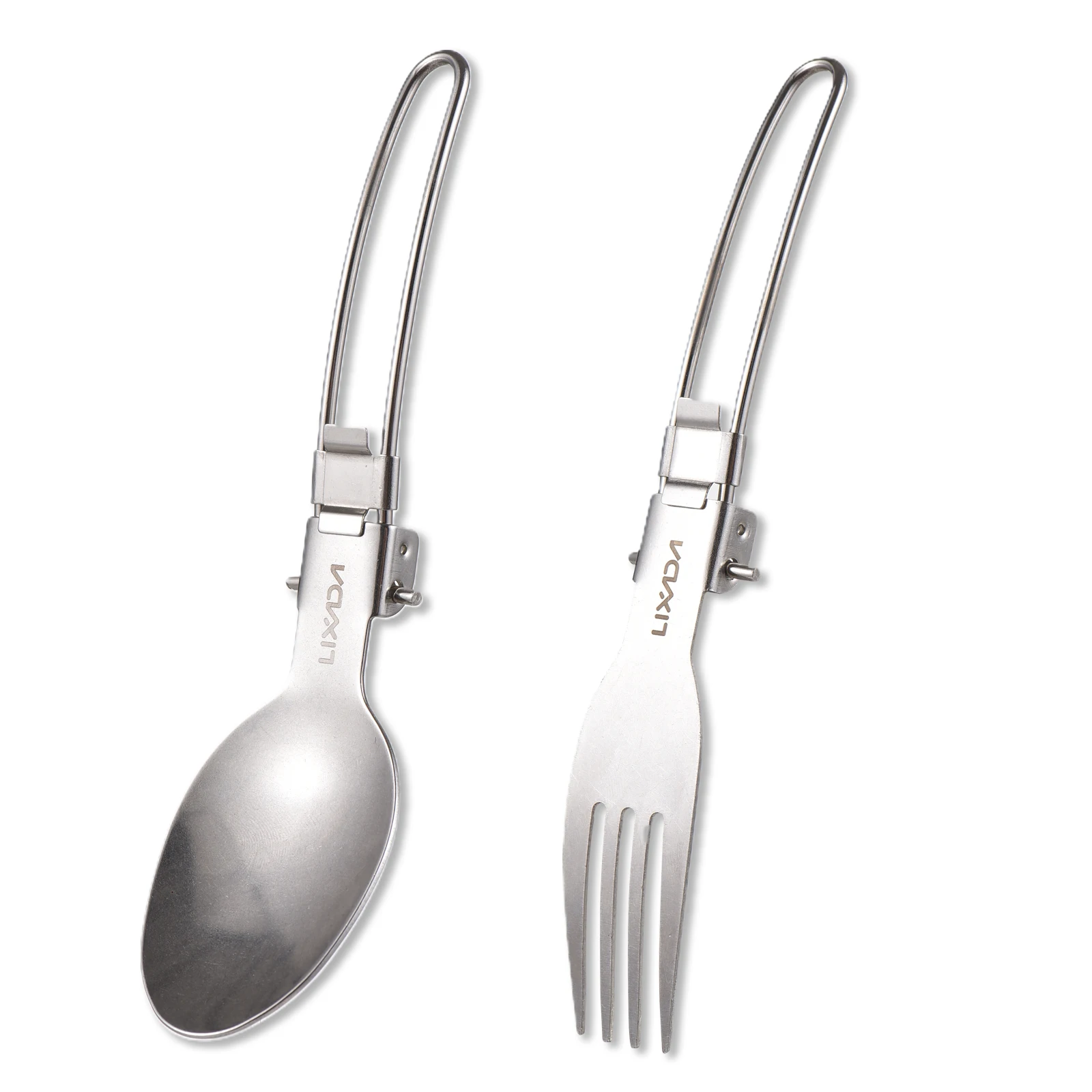 LIXADA Folding Camping Utensils Set Portable Stainless Steel Foldable Spoon Fork for Camping Hiking Picnic Travel Tableware
