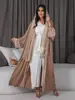 Abaya-Kimono Musulman Blanc pour Femme, Robe Longue, Kaftan, Islam Arabe, Jalabiya, Dubaï, Turquie, Ramadan