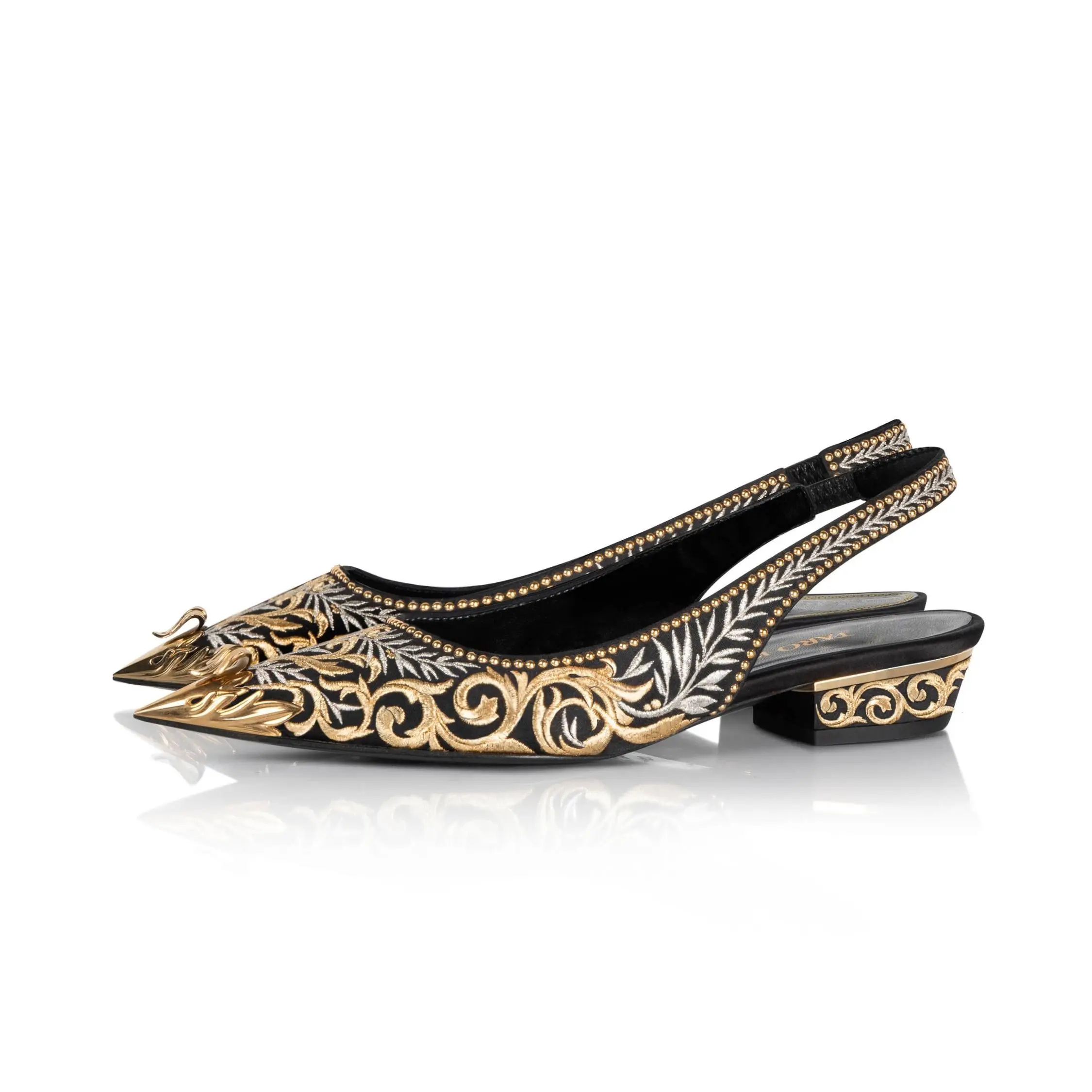 Sophia Webster LOW SLINGBACK - Classic heels - black/gold/black -  Zalando.co.uk