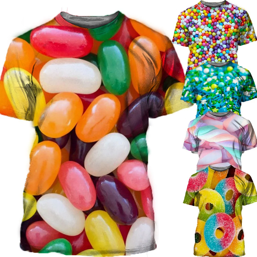 

2023 Summer New Fashion Men/women Colorful Candy 3d Printed Unisex Tops Shortsleeve T-Shirt XXS-6XL