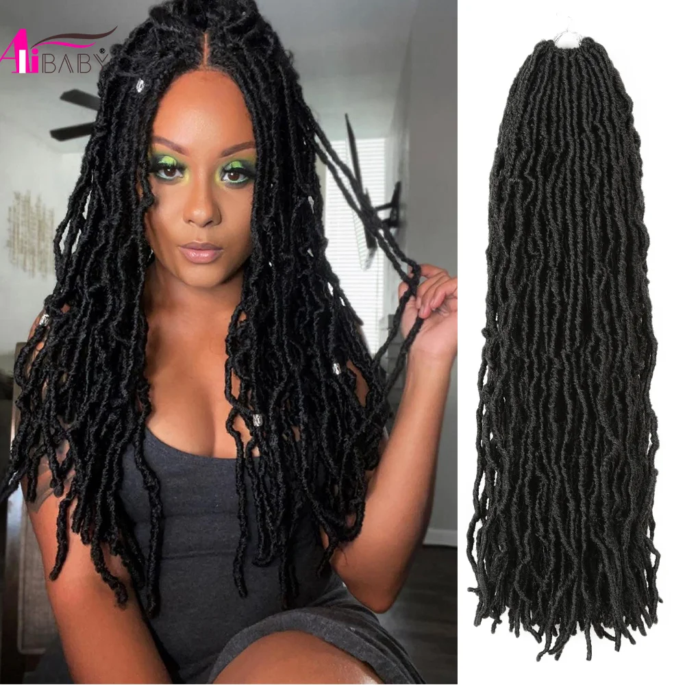 24 Inch New Soft Locs Crochet Curly Hair Pre Looped Nu Faux Locs Crochet Braids Goddess Locs Dreadlocs Hair Extensions for Women