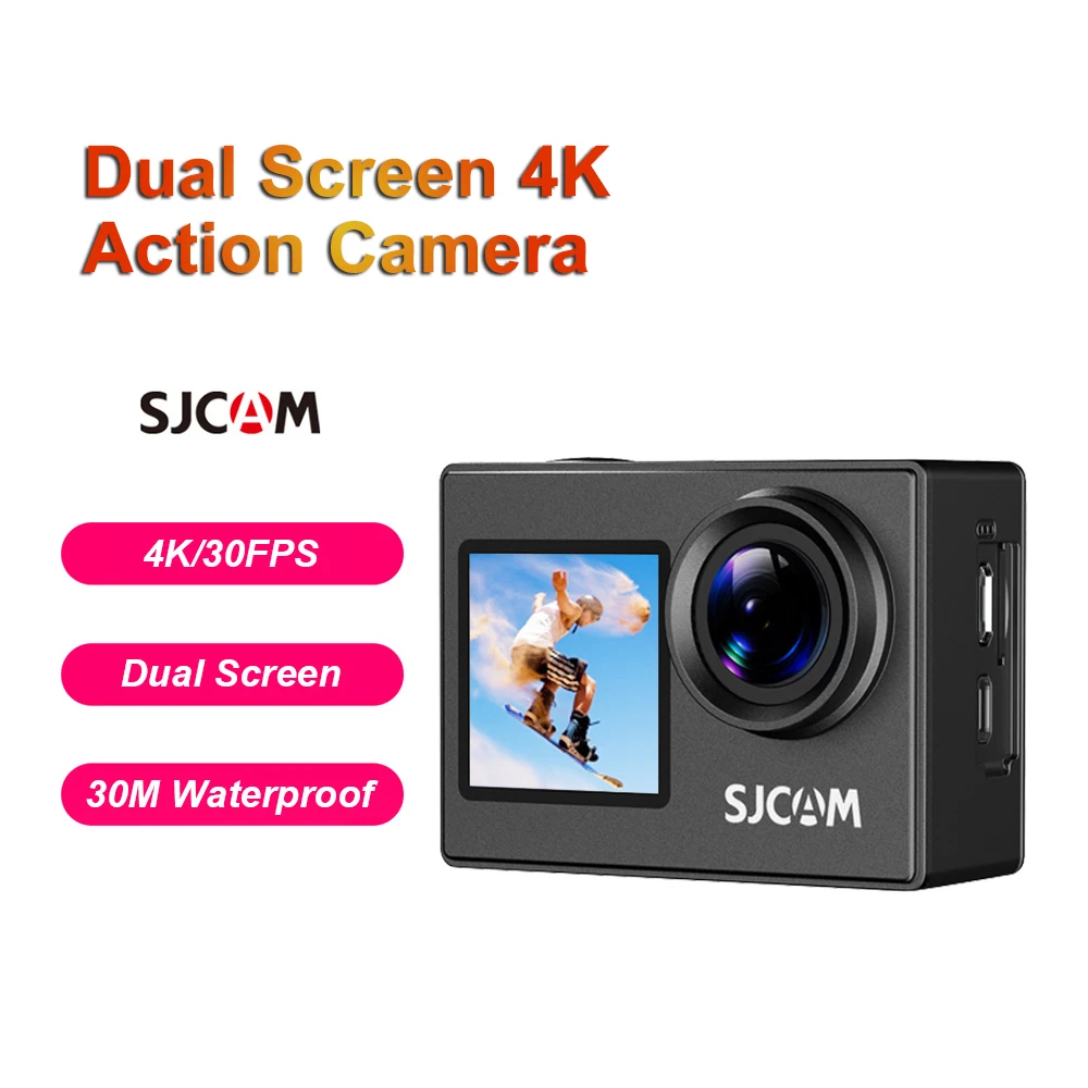 SJ4000 Dual Screen 4K Action Camera 30M Waterproof 2.4G Wifi Anti-Shake Sports Action Cameras Motorcycle Bicycle Helmet
