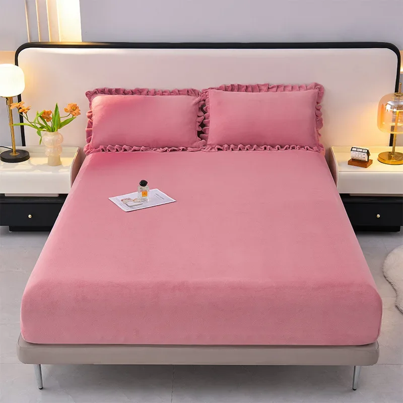 new high gram weight solid color milk fleece mattress thickened, strong warmth retention in winter, soft and comfortable