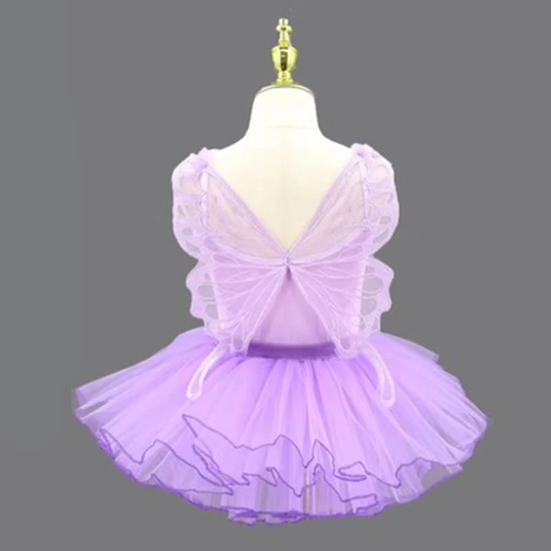 

Children's ballet dance costume Girl's Chinese dance practice costume Ballet gauze skirt halter butterfly gymnastics costume