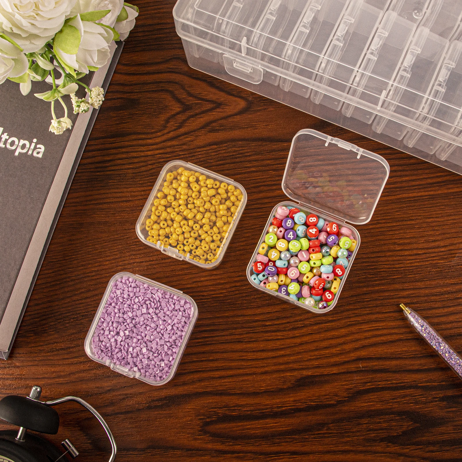 1 Set of 24 Grid Storage Boxes, Storage Gift Diamond Painting Stone Beads, Suitable for Diamond Embroidery Box DIY Craft, Storag