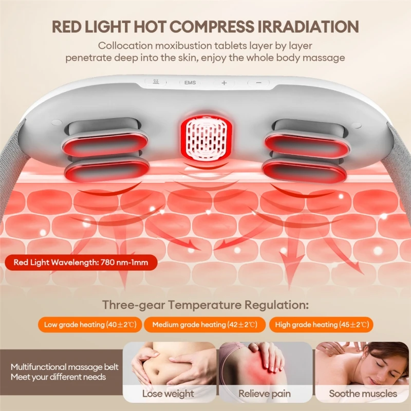 EMS Body Slimming Machine Light Therapy Weight Loss Crazy Fit Massage Fat Burning Fitness Belt Beauty Tool Relief Massage Belt