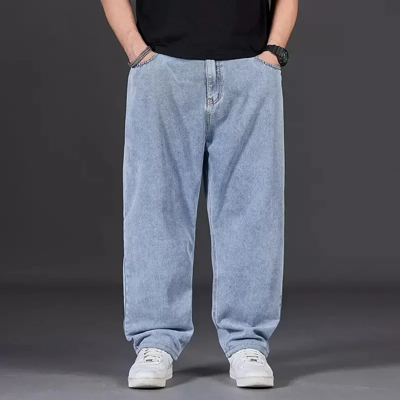Men's Cross-Border Jeans Loose-Fit Straight-Leg Plus Size Casual Denim Pants From China Mainland denim pants denim trousers