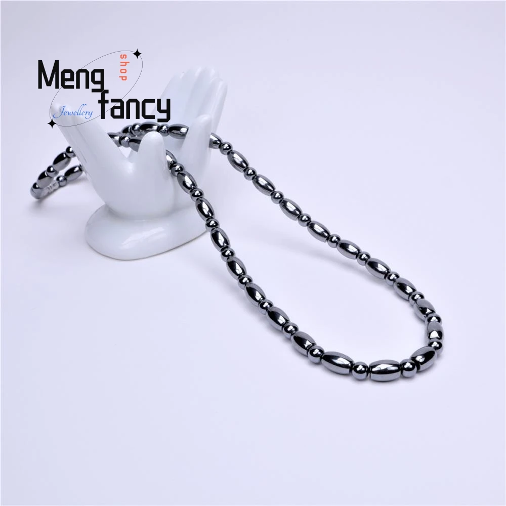 Natural Energy Stone Terahertz Necklace Fashion With Diy Accessories Rice Bead Simple Exquisite High-grade Luxury Holiday Gift
