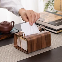 New Luxury Living Room Tissue Box Walnut Wood Cloud Paper Box Table Desktop Storage Box Retro Wooden Tissue Case Home Ornaments 2