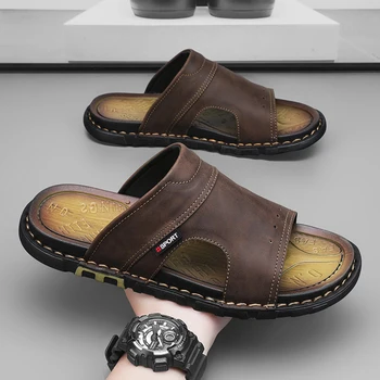 QZHSMY Summer Sandals Men Breathable Leather Shoes Man Outdoor Men Sandals Antiskid Beach Sandals casual sneakers