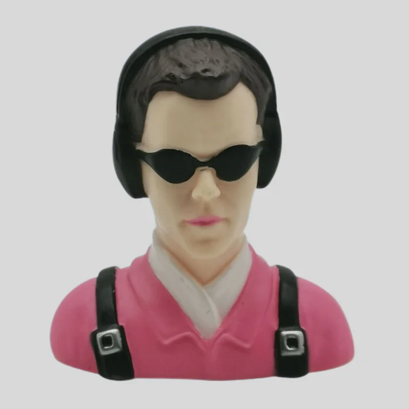 1/6 Scale Civil Pilot Figure with Glasses - Collectible Toy in Pink and Green