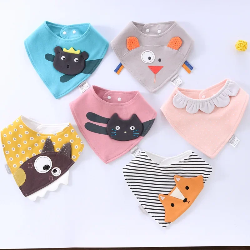 26*31cm Cute Baby Bibs Cotton Bandana Bibs Soft Triangle Towel Feeding Baby Newborn Burp Cloths Cartoon  Baby Girls Boys Stuff