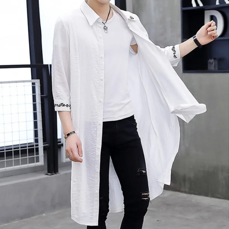 Trench Coat Men's Sunscreen Outwear Summer Thin Solid Color
