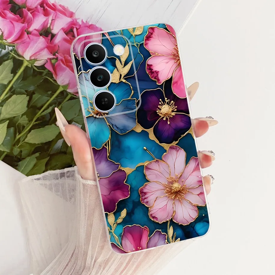 Floral Bow Bumper Soft Silicone Clear Phone Case Cover