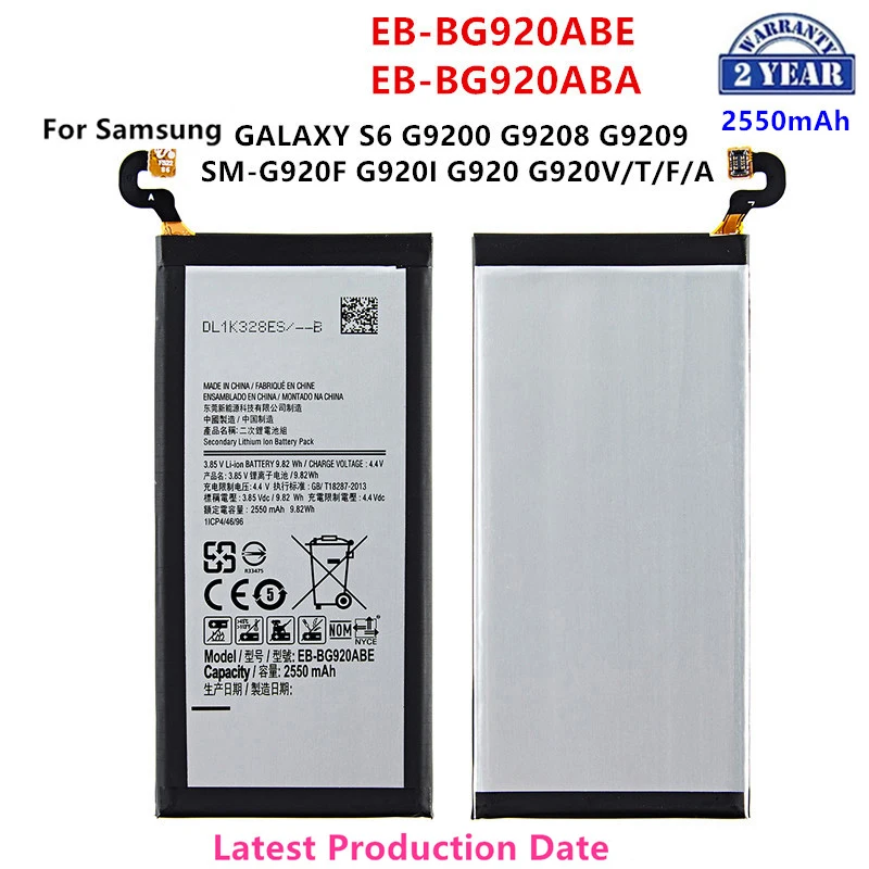 

Brand New EB-BG920ABE EB-BG920ABA 2550mAh Battery For Samsung Galaxy S6 G9200 G9208 G9209 G920F G920 G920V/T/F/A/I