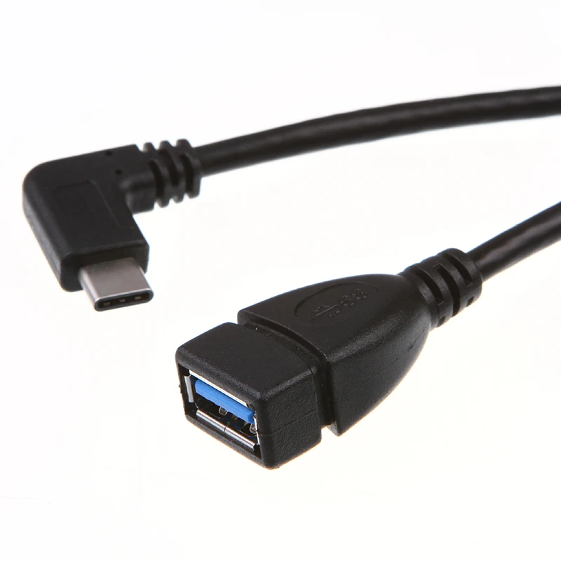 90도 직각 USB 3.0 타입 C OTG 케이블 타입-C(수) - USB A(암) 어..