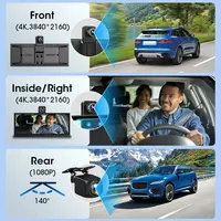 Srnubi 10.26 "4K rotation Dash Cam voiture DVR, Carplay Portable universel pour écran de voiture, Carplay sans fil Android Auto Bluetooth Radio 3