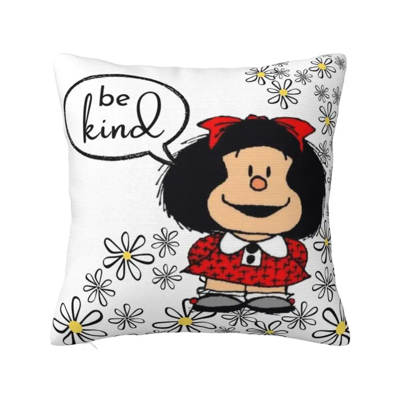 

MAFALDA Be Kind Pillow Case 45x45cm Decorative Argentine Modern Cushion Cover Car Pillowcase