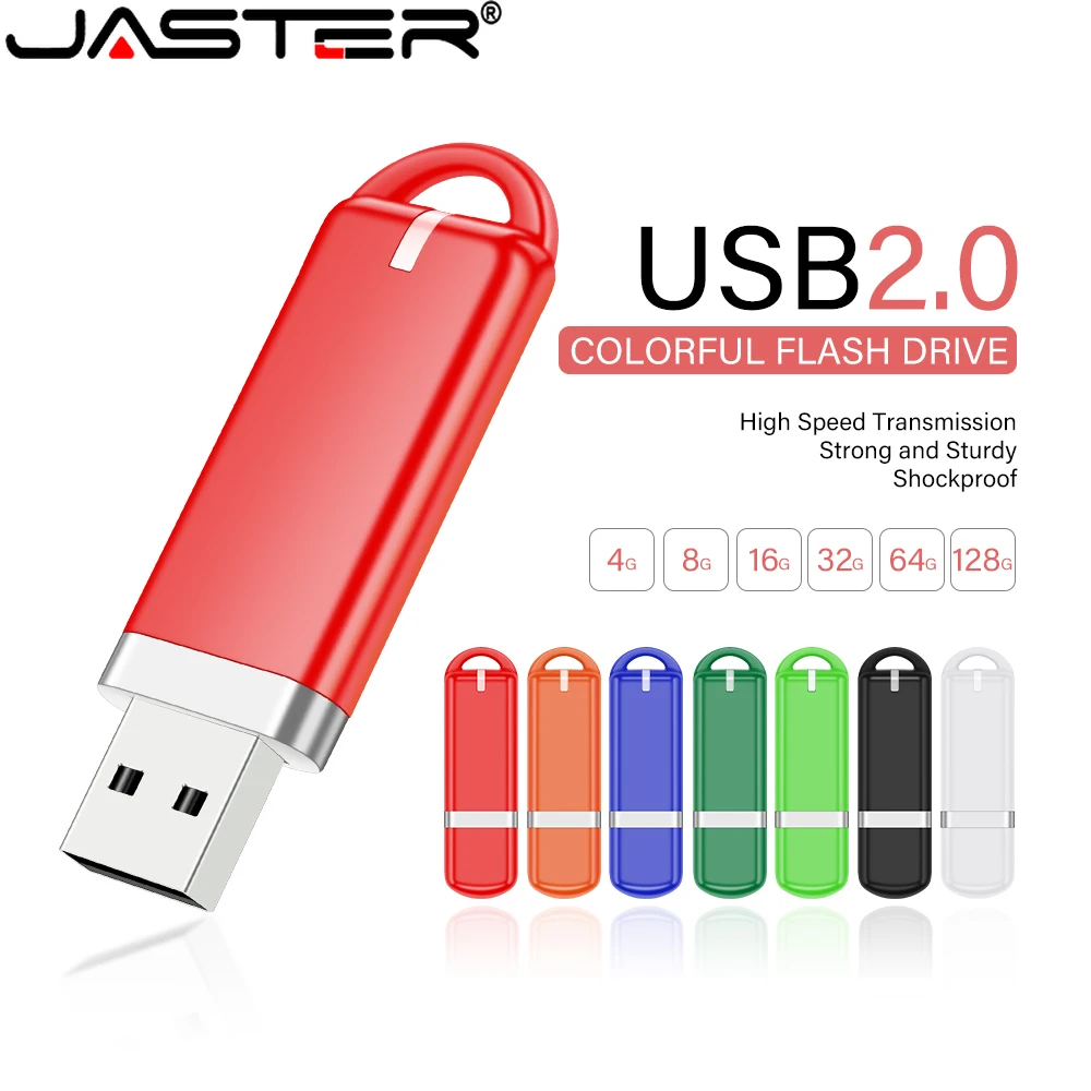 Jaster Red Plastic Flash Drive 128Gb 64Gb Impermeabile U Disk 32G Usb Ad Alta Velocità 2.0 16Gb Memory Stick Di Capacità Reale Regalo Aziendale