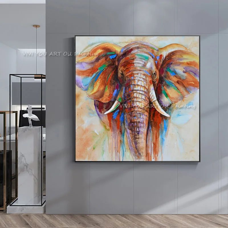 Watercolour Elephant Painting Quality 100% cotton Canvas wall home decor canvas 