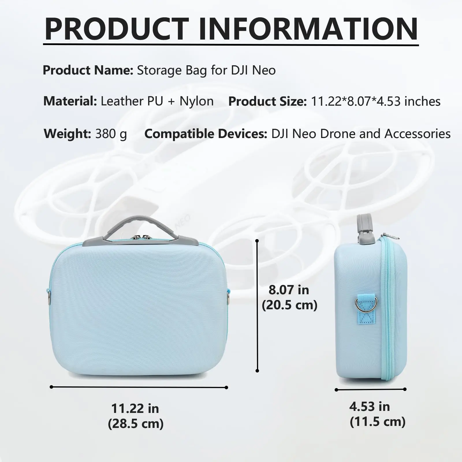 Carrying Case for DJI Neo-Portable PU Protective Storage Bag with YKK Zipper for DJI Neo Fly More Combo,RC-N3 Remote Controller