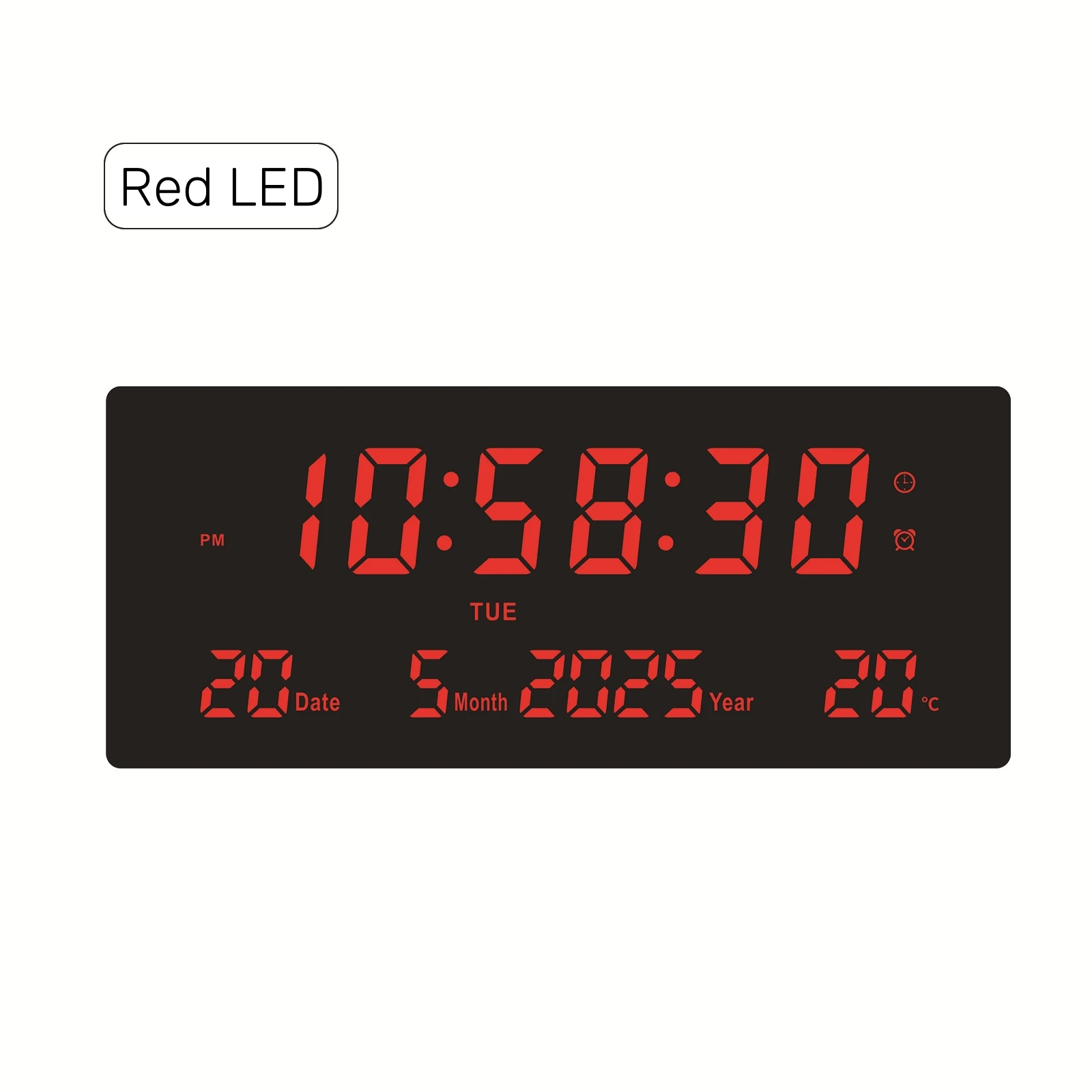 Atualizado tipo-c potência 6 dígitos led calendário digital relógio de parede com ano mês dia display casa termômetro despertador digital