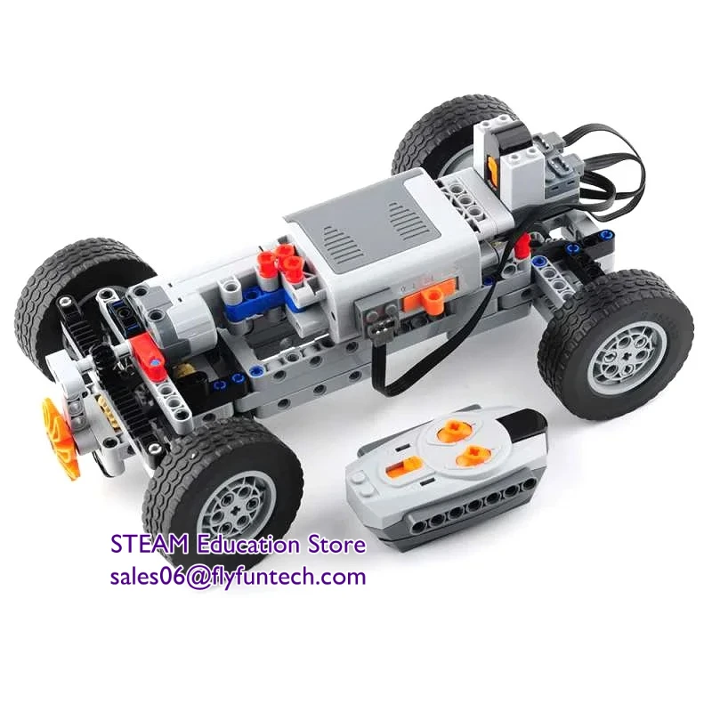 Châssis de voiture RC avec pneus montés, prêt à être installé sur votre modèle.