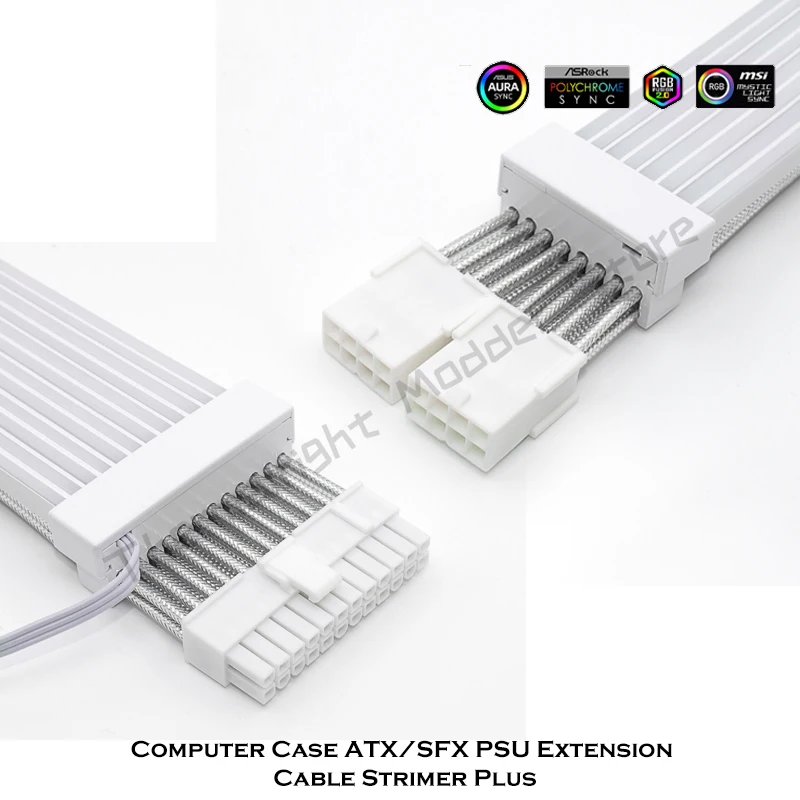 Cabo de Extensão Psu Rgb Strimer Plus Não Lian li Atx 24pin Pci-e 8pin Triplo 8pin Silicone Macio Bendable Argb Led Fluxo - Imagem 2