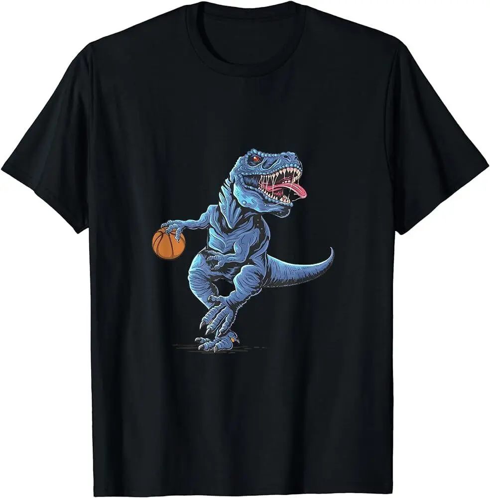 Divertente Dino Che Gioca A Basket T-Rex Lover Adult Kids T-Rex T-Shirt Maniche Lunghe O Corte