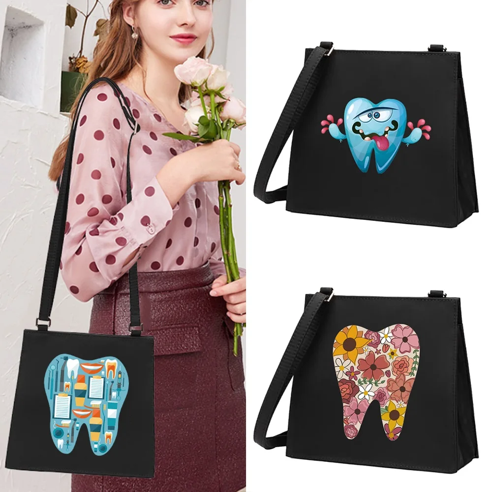 Shoulder Bag Women Teeth Print Shopping Bags Girls Student Bookbag Handbags Women Travel Crossbody Bag Makeup for Storage Tote