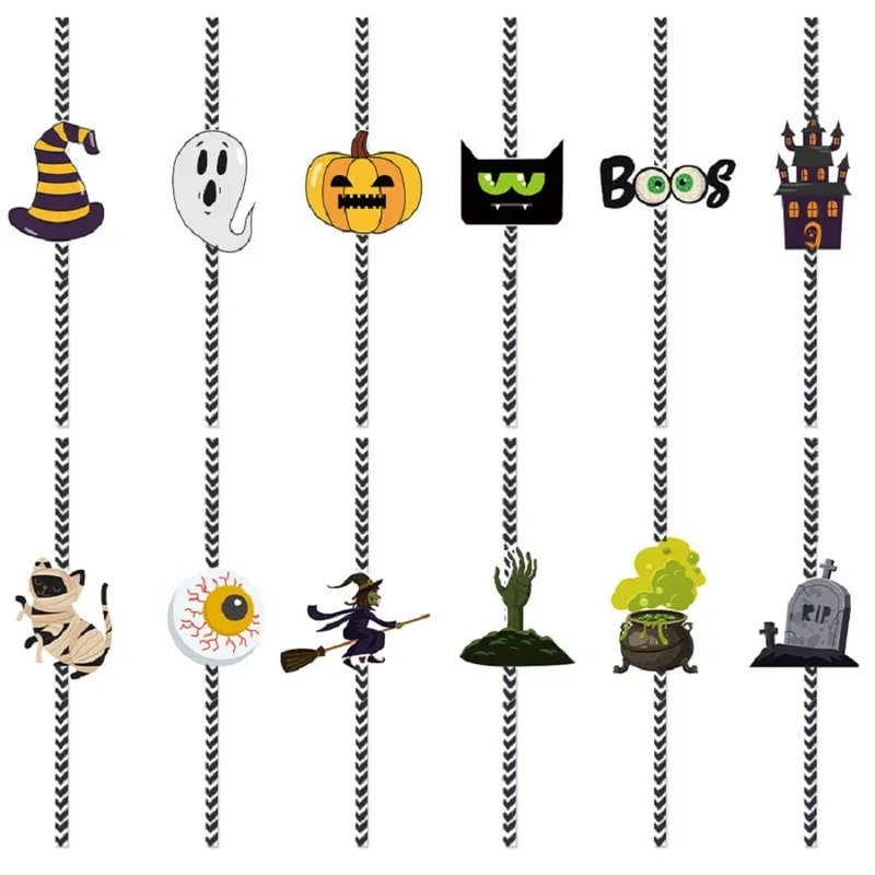 24-Piece Halloween Pie Straw Set: Witches, Pumpkins & Cartoons-Elevate Your Festive Celebrations with Creativity