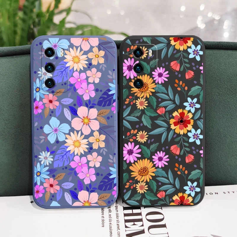 Vibrant Showy Flowers Liquid Silicone Phone Case