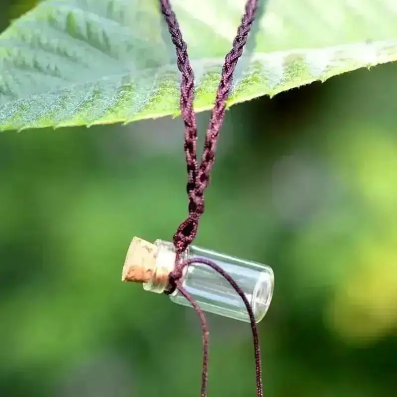 10Pcs Mini Empty Glass Cork Bottles Pendant Charm Vials Wish Craft Glass Jars Tea Coffee Sugar Storage Home Storage Supplies