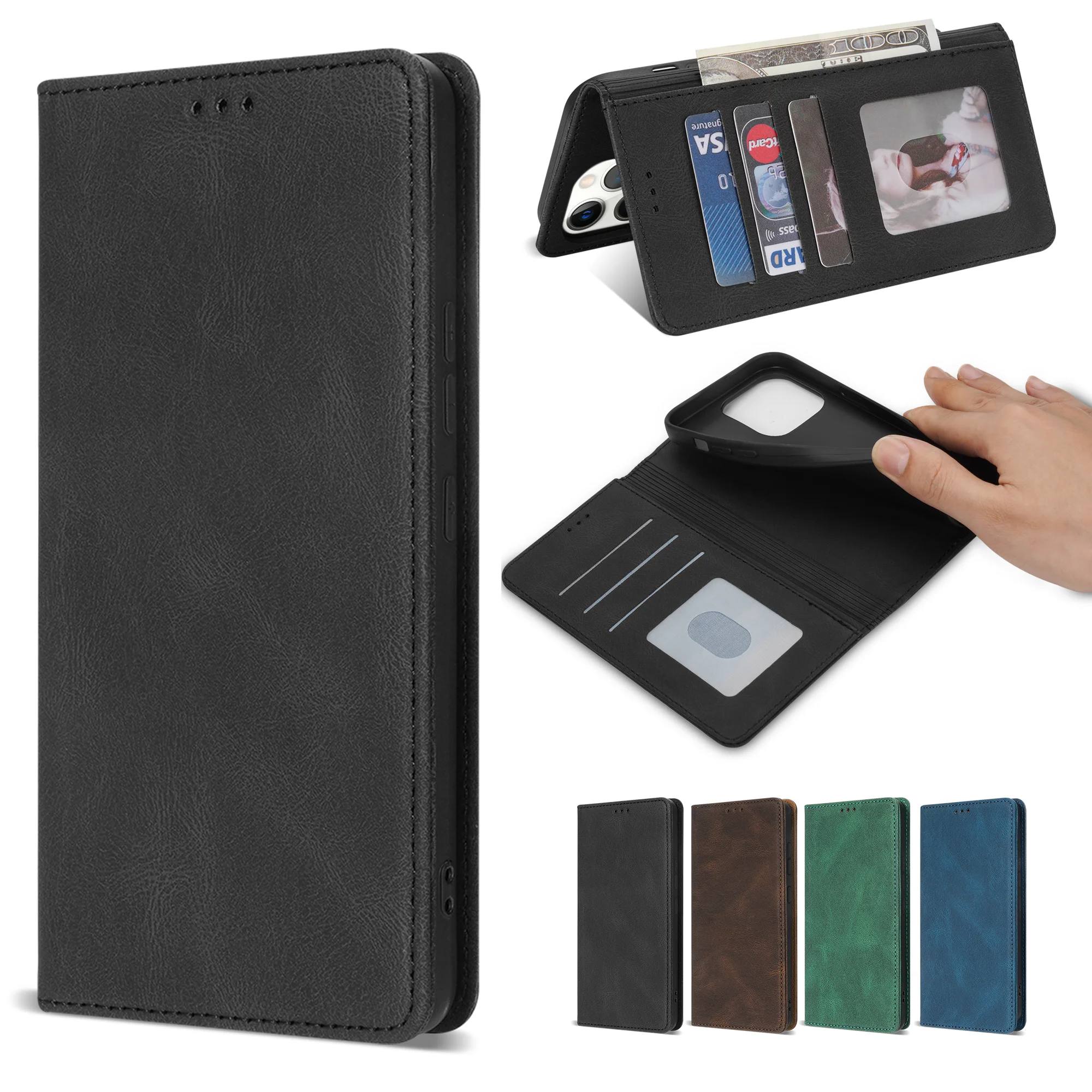Premium Flip Leather Wallet Case with Card Holder and Protective Cover