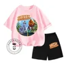 Unique Grizzy the Lemmings Animated Cartoon Print Design O-neck Short Sleeve and Hip Hop Shorts Summer Children Two-piece Set 3