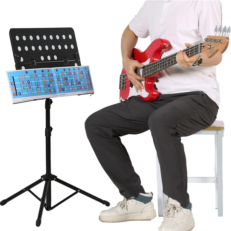 Bass Fretboard Note Chart Guitar Notes Poster Illustrated Poster For Guitar Theory Bass Accessories