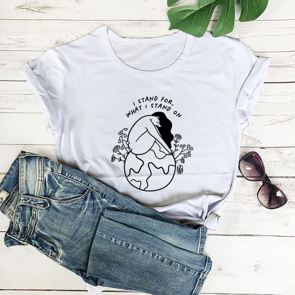 

I Stand For What I Stand On Christian 100%Cotton Women Tshirt Women Funny Summer Casual Short Sleeve Top Eco Life Tee