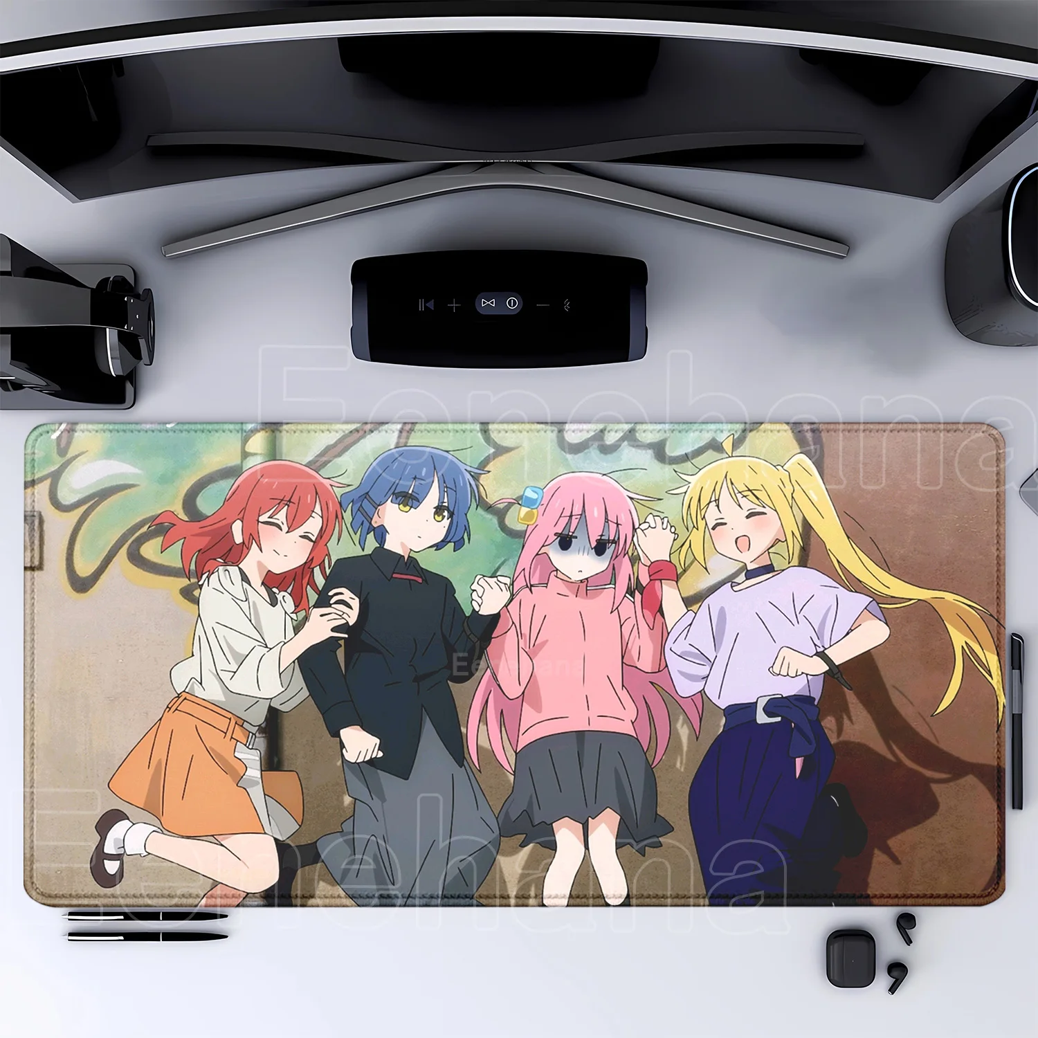 Bocchi The Rock Large Gaming Mousepad - HD Print Rubber Desk Mat with Locking Edge and Non-Slip Base