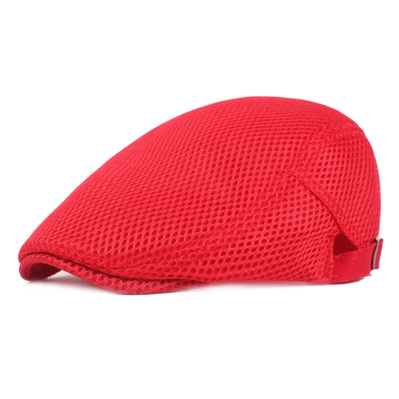 New Fashion Summer Men Cappelli in mesh traspirante Berretti da strillone Cappelli da sole per esterni Berretto piatto Berretti regolabili Gorras Berretti per il regalo del padre_voghion.com