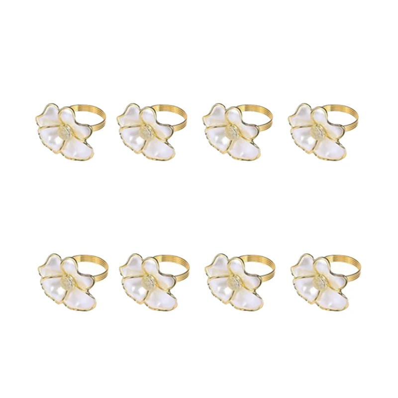 

8 шт./партия, кольца для салфеток, в виде белого цветка