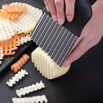 Stainless Steel Potato Chip Slicer Wave Knife Potato Slicer Household Kitchen Multifunctional Vegetable Cutter Kitchen Tools 1
