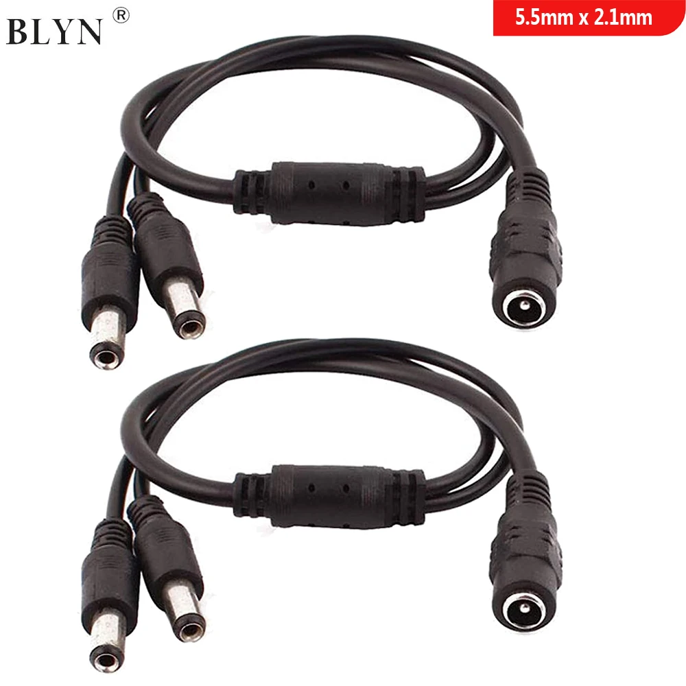 DC Power Splitter Cable Connector Female to Male Adapter 2/3/4/5/6/8 Way 5.5 x 2.1mm 40cm Long For CCTV Camera LED Light Strip