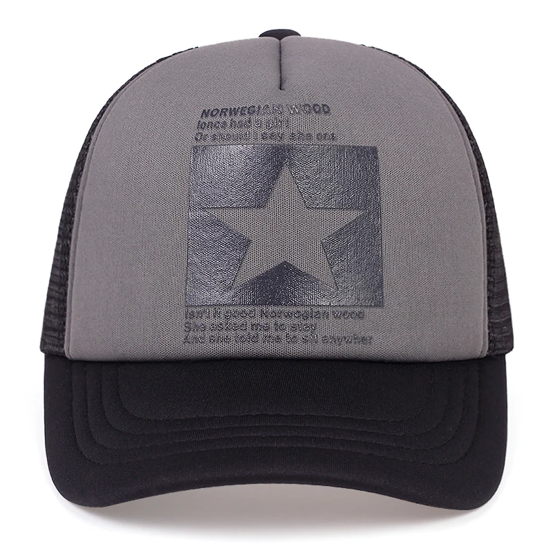 Baseball Cap New five-pointed star printed Baseball Cap spring summer breathable net caps men women outdoor sun shade hat adjustable wild hat