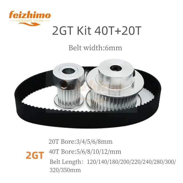 2GT Timing Belt Pulley Set Tensioning Wheel, Bore 3~12mm Reduction