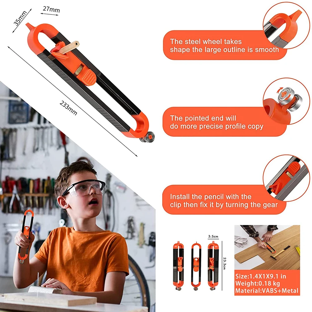 Calibro Per Contorni E Forme Irregolari - Duplicatore Di Profili Con Matite Per Falegnameria - Foto 5