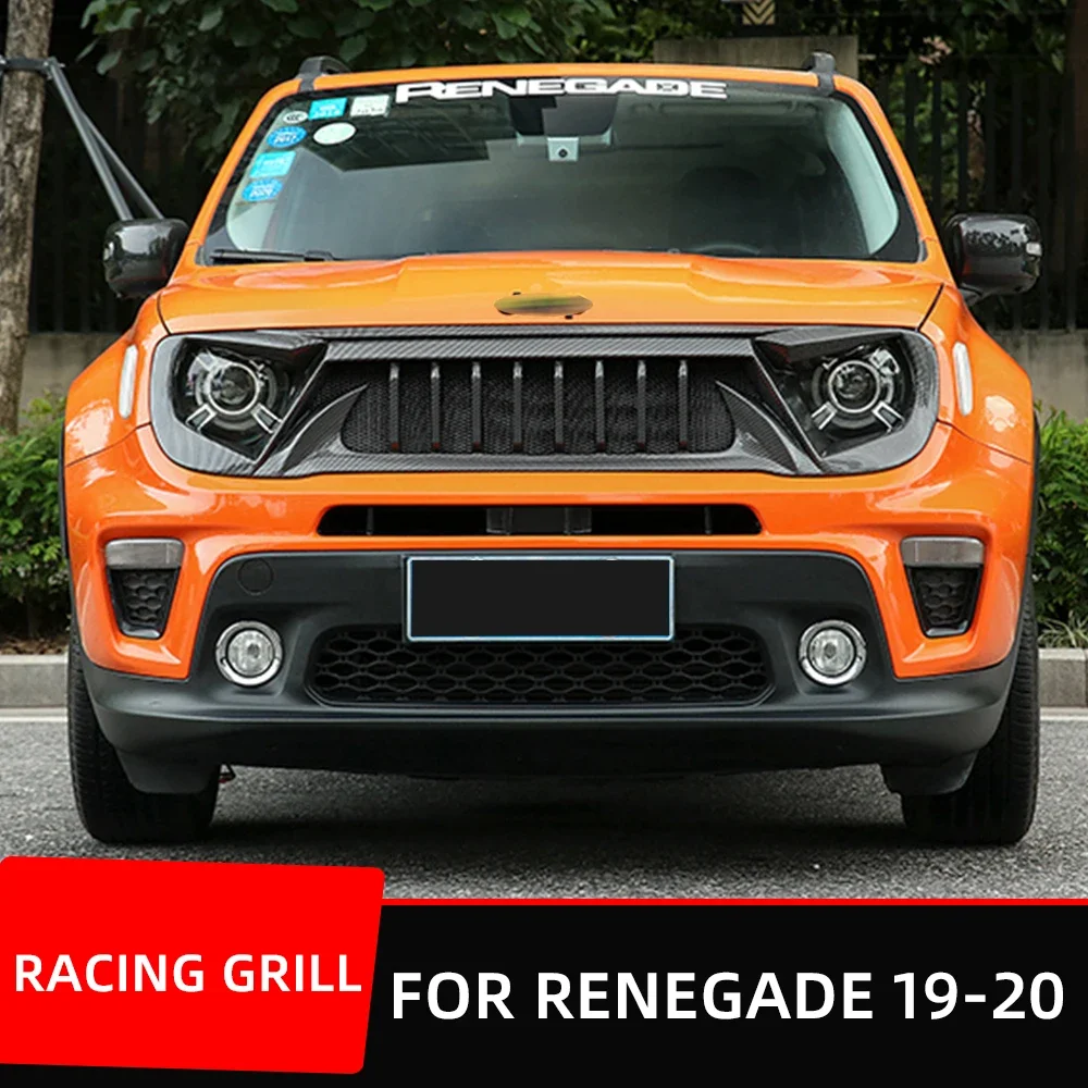 

Racing Grills For Jeep Renegade 2019 2020 21 22 23 Matt Black Carbon Grille Air Intake Styling Exterior Tuning Accessories Parts