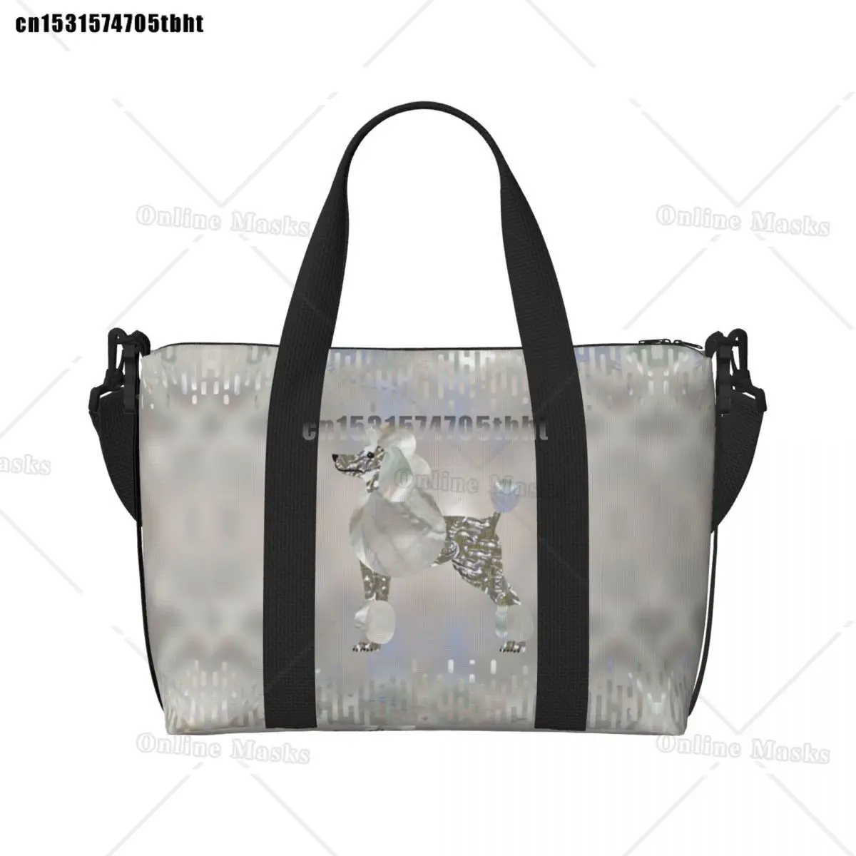 Luxury Pearl And Abalone Poodle Dog Grocery Tote Shopping Bag Women Big Capacity Pudel Caniche Beach Gym Travel Bags